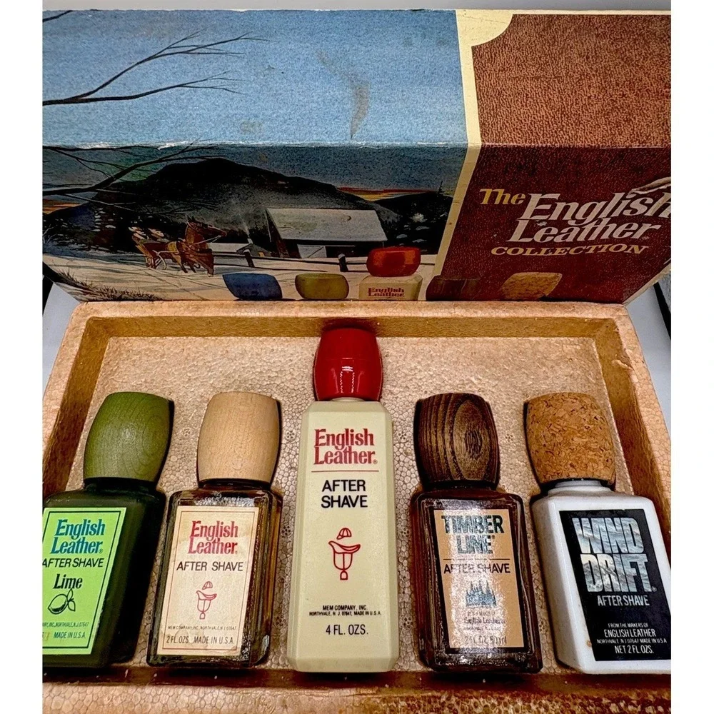 Vintage English Leather Collection 5 Bottle Gift Set Aftershave Cologne Mem Co.